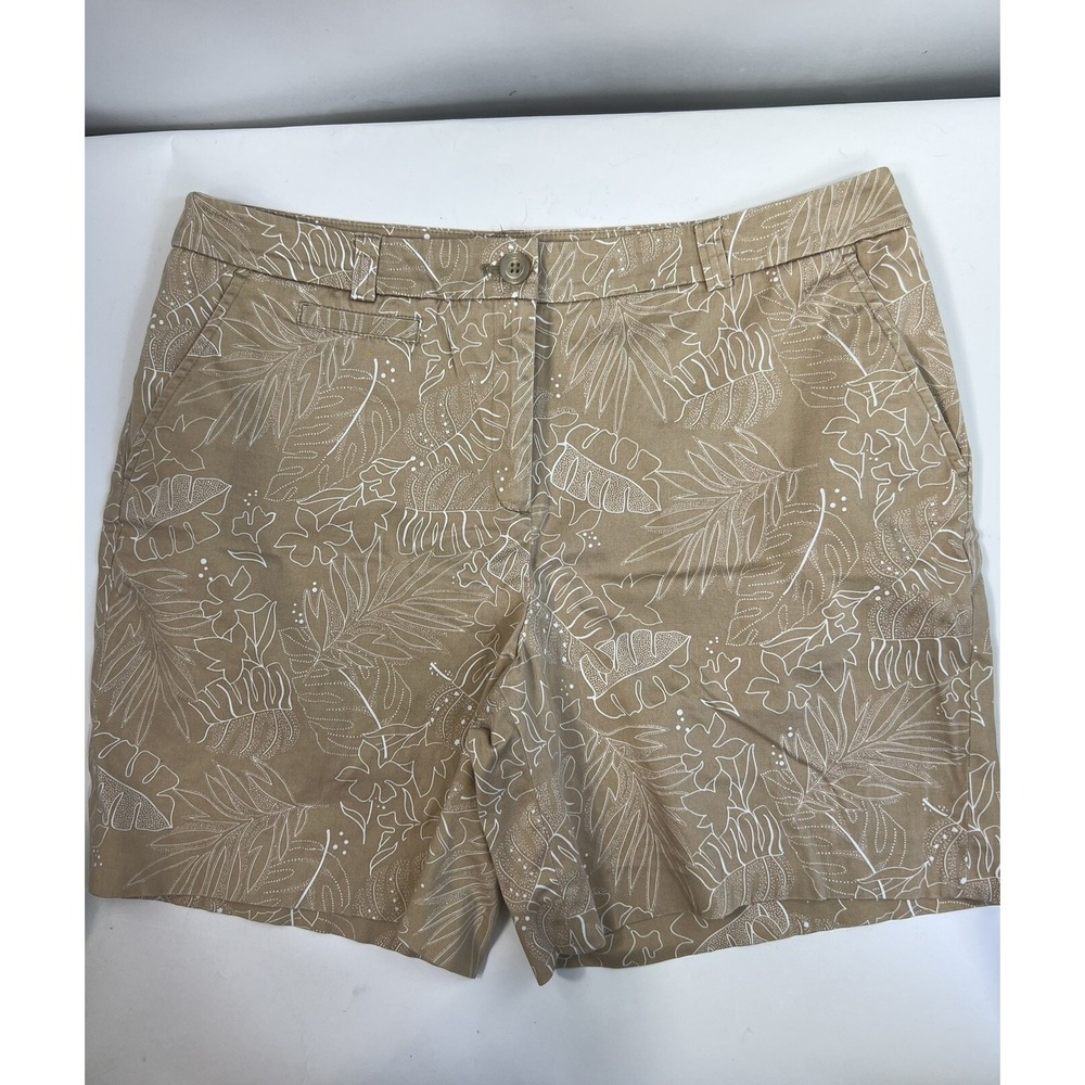 Jones New York Stretch Shorts Women's‎ Sz 12 Tan Brown Floral Coin Pocket